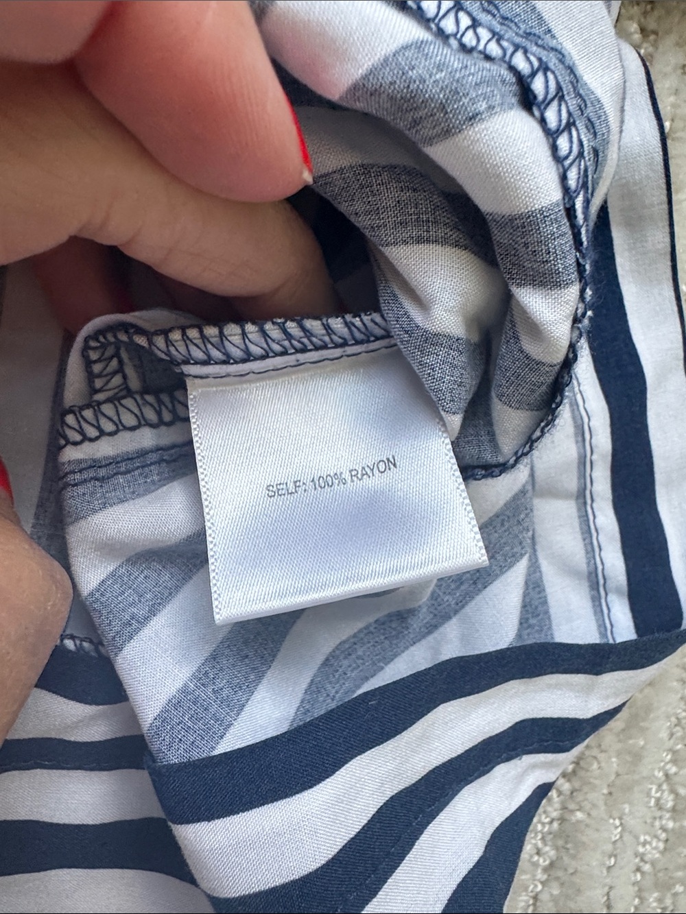 Navy and White Striped Button-Up Shirt - Picture 5 of 7